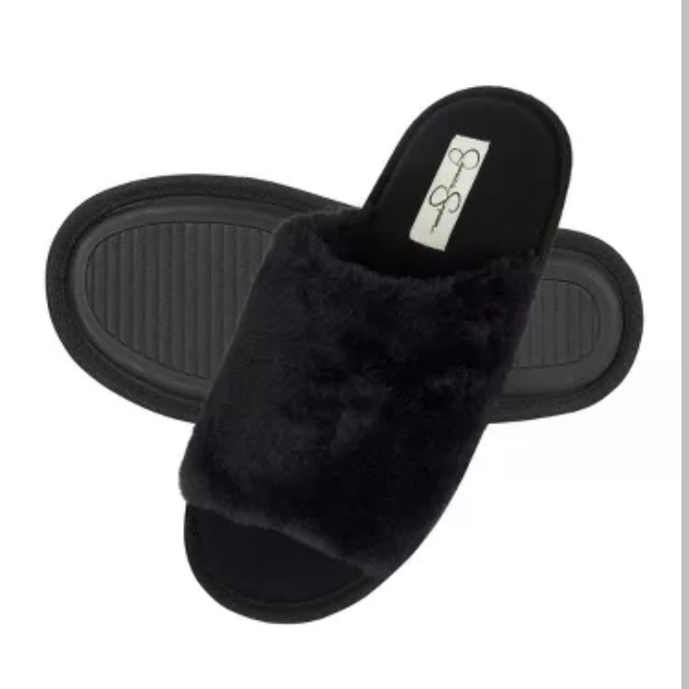 💕Jessica Simpson Womens Fuzzy Open Toe Slide Slippers💕Size XL 9/10
